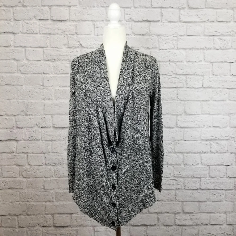 Alice + Olivia gray draped button front cardigan women's size XS New With Tsgs